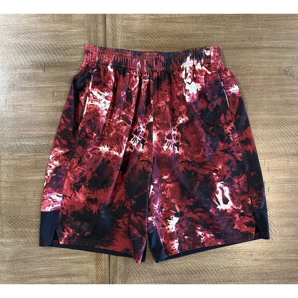 Under Armour Mens Size Small Training Red Black White Athletic Loose Fit Shorts - Picture 14 of 14